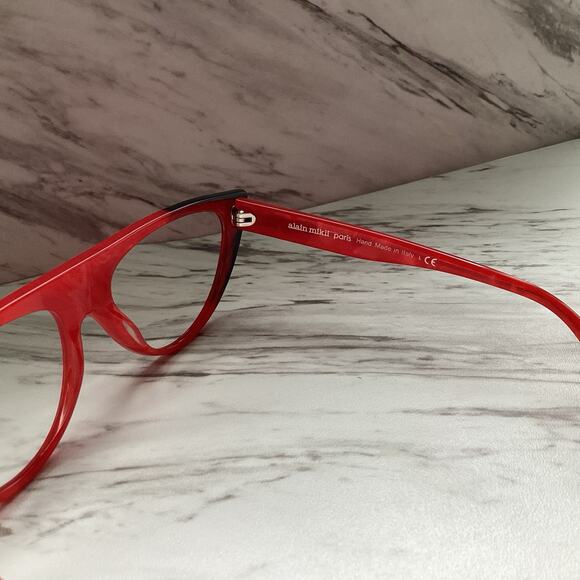 Alain Mikli A05031 Pearled Red Cat‑Eye Frames — Artsy Sculptural Italian Design main image 3
